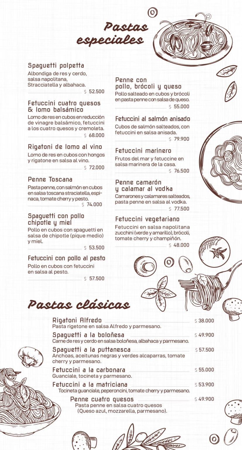 Carta Paz Restaurante Ibagué, Villavicencio, Neiva