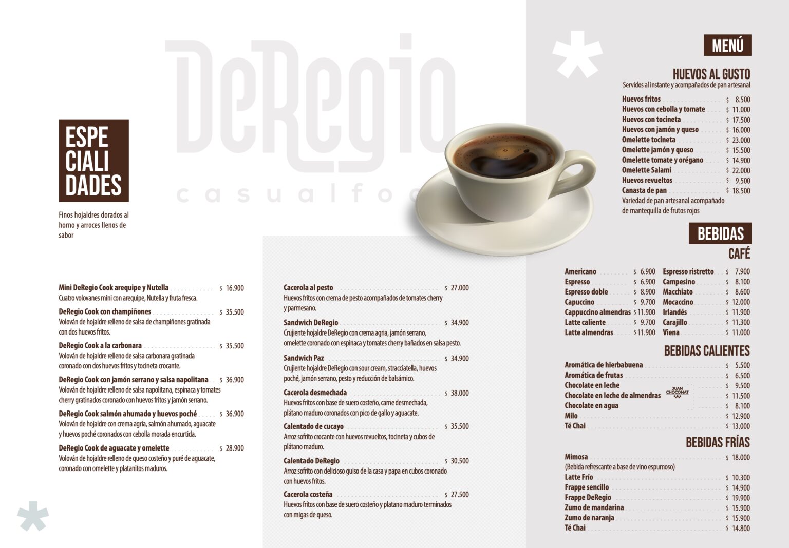 Carta Desayunos DeRegio Restaurante Ibagué