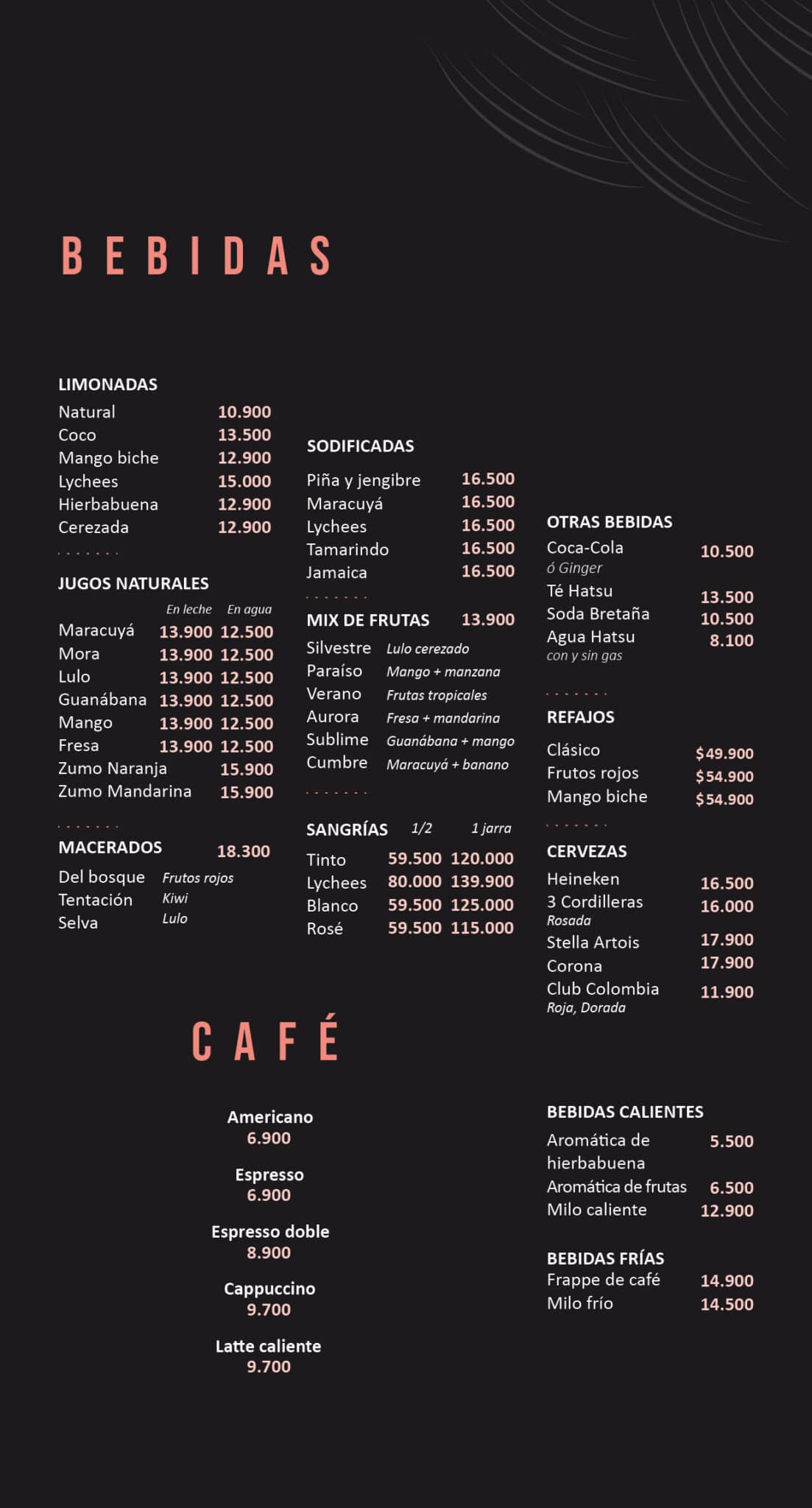 Carta Izo Restaurante Sushi Ibagué