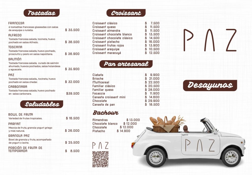 Carta desayunos paz Villavicencio